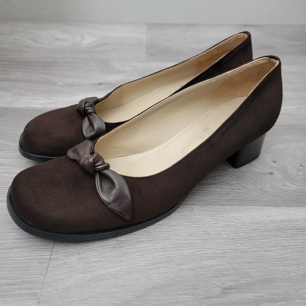 Sudtiroler Schuhe Brown Shoes Slip Size 41 Coquette Square Heel Ballet Pump Sued
